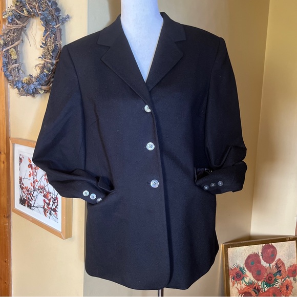 Vintage TALBOTS Size 14 100% Cashmere Blue Blazer Career Classic 3-Btn Nautical - Picture 5 of 13